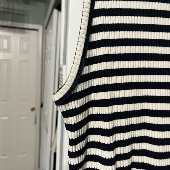 THEORY striped Rib Stretch Cotton Racer Tank - Picture 5 of 6